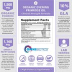 OmniBiotics Organic Evening Primrose Oil for Women – Clinical Strength 1500mg per Capsule, 10% GLA, Cold-Pressed, Non-GMO, Hormone Balance for Women – 120 Vegan Softgel Capsules