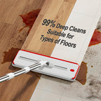 HoMettler Mop and Bucket Set, 3-Tank Flat Mop and Bucket System for Separate Dirty & Clean Water, 65" Mops for Floor Cleaning with 6 Washable Pads, Safe for Hardwood, Vinyl, Tile, Baseboards, Walls