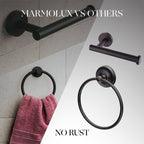 Marmolux Acc 2 PCS Matte Black Bathroom Hardware Set - Hand Towel Holder for Bathroom Wall + Black Toilet Paper Holder Wall Mount | Towel Holder Hanger Rack Stainless Steel Bathroom Set - Towel Rack