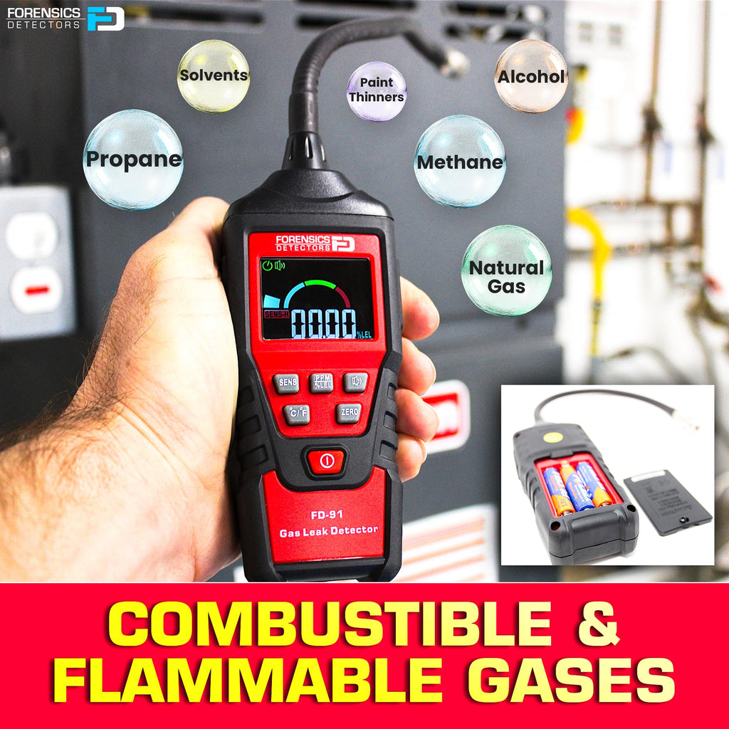 Gas Leak Detector by Forensics | 10ft Drop Test Pass | Natural Gas, Alcohols, Methane, Combustibles, Acetone, Ethanol, Propane, Butane, Gasoline, Diesel, IPA, Toluene, LPG, LNG |