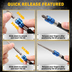 4-Piece 2", 4", 6", 12" Drill Bit Extension Set, Magnetic Screwdriver Bit Holder Extender with Aluminum Sleeve, 1/4 Inch Hex Shank Quick Release Extension Adapter, Durable CR-V Steel