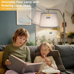 SUNMORY Floor Lamps for Living Room, 12W Bulb Included, Tall Lamp for Bedroom with Adjustable Head, Modern Standing Lamp, 0-100% Dimmable Arc Floor Lamp for Dining Room Office Nursery, Galaxy Gray