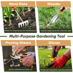 Joyfair Gardening Tools, 8 Pcs Stainless Steel Heavy Duty Garden Tool Set