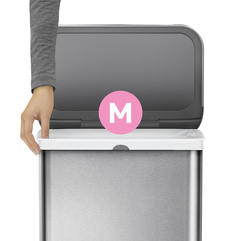 simplehuman Code M 100 Liners, 50% Recycled Custom Fit Bin Bags in Dispenser Packs with Durable Drawstring Tie Handle, 45L, White