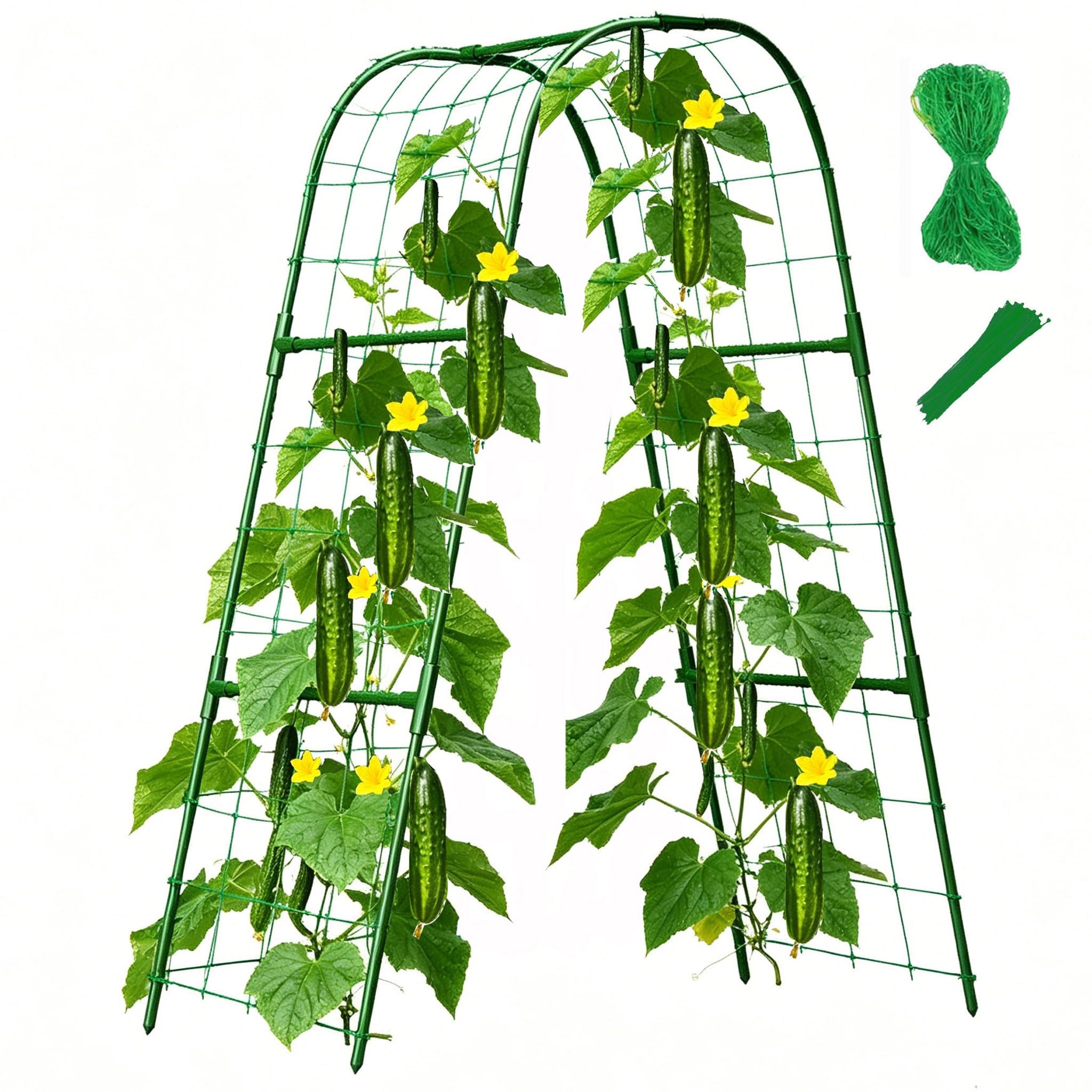 Cucumber Trellis for Raised Bed, U-Shape Garden Trellis for Climbing Plants Outdoor, Metal Arch Plant Support, Vegetables Trellis for Squash Grape Pea Bean Vines Flower (WxH=15.7x47inch)