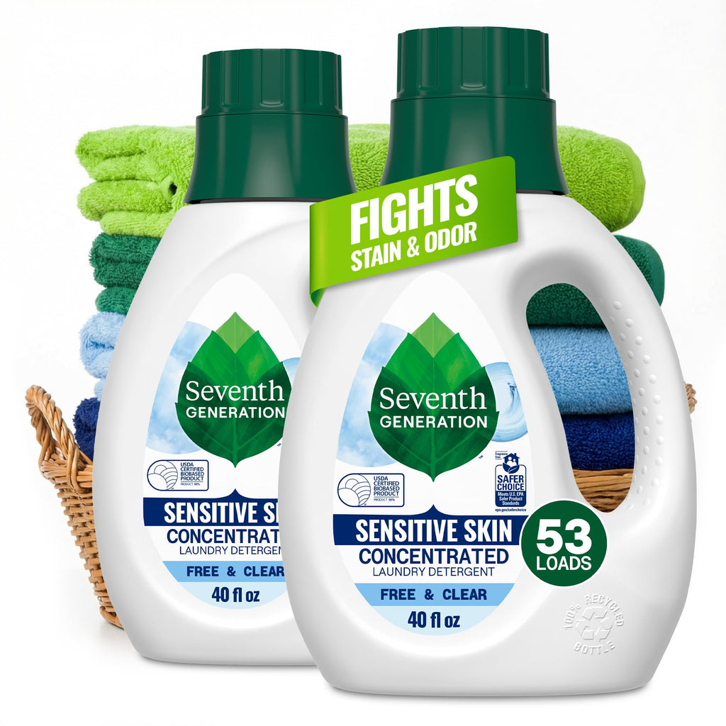 Seventh Generation Laundry Detergent, Free & Clear, 40 oz, Pack of 2