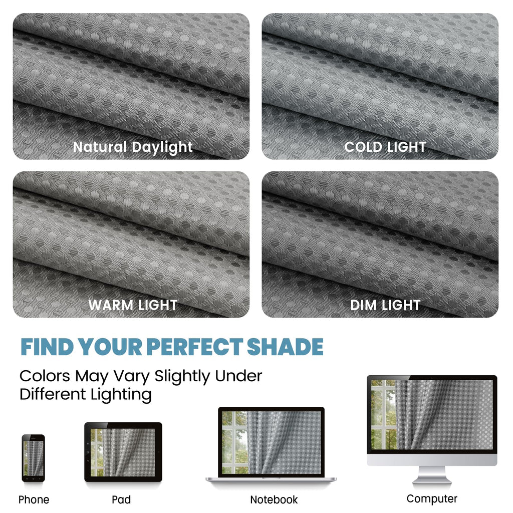 Ringless Waffle Shower Curtain with Snap in Liner Set,  71x74, Grey