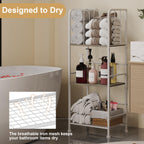 Towel Rack Free Standing 3-Tier M-Shaped Detachable Dividers, Durable Metal Holder, Pool Towel Rack, Space-Saving Towel Storage Organizer, Modern Bath Towel Shelf for Home, Poolside, White
