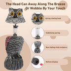 Owl Decoys to Scare Birds Away, 2 Pack BobbleHead Fake Owls Plastic Scarecrow Bird Deterrent, Nature Enemy Scarecrow Plastic Owl Statues, Garden Decor Statues for outside, Patio, Lawn, Yard Decoration