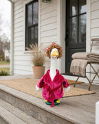 Bathrobe Porch Goose Outfits, Red Robe & Curlers Fits 23" Lawn Statue