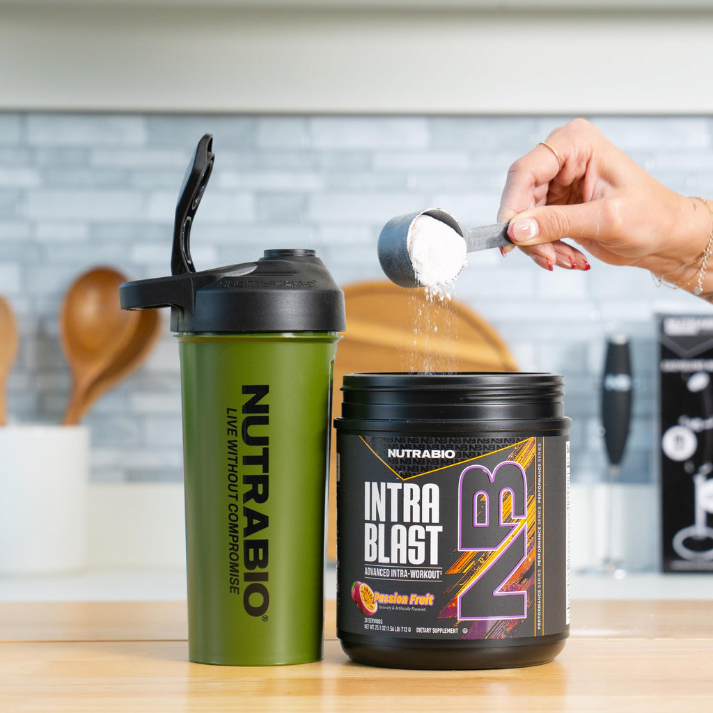 NutraBio Intra Blast Bcaa Powder Amino Acid Supplement, Electrolyte & Hydration Blend, Intra, Pre Workout & Muscle Recovery, 20g Eaa Amino Acids Powder, 5g Glutamine- Passion Fruit, 30 Serving