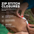 SurviveX Zip Stitch Wound Closure Strips - First aid Kit - Repair Wounds Without Stitches - Zipstitch Sutures - Laceration Closures - 3 PCS