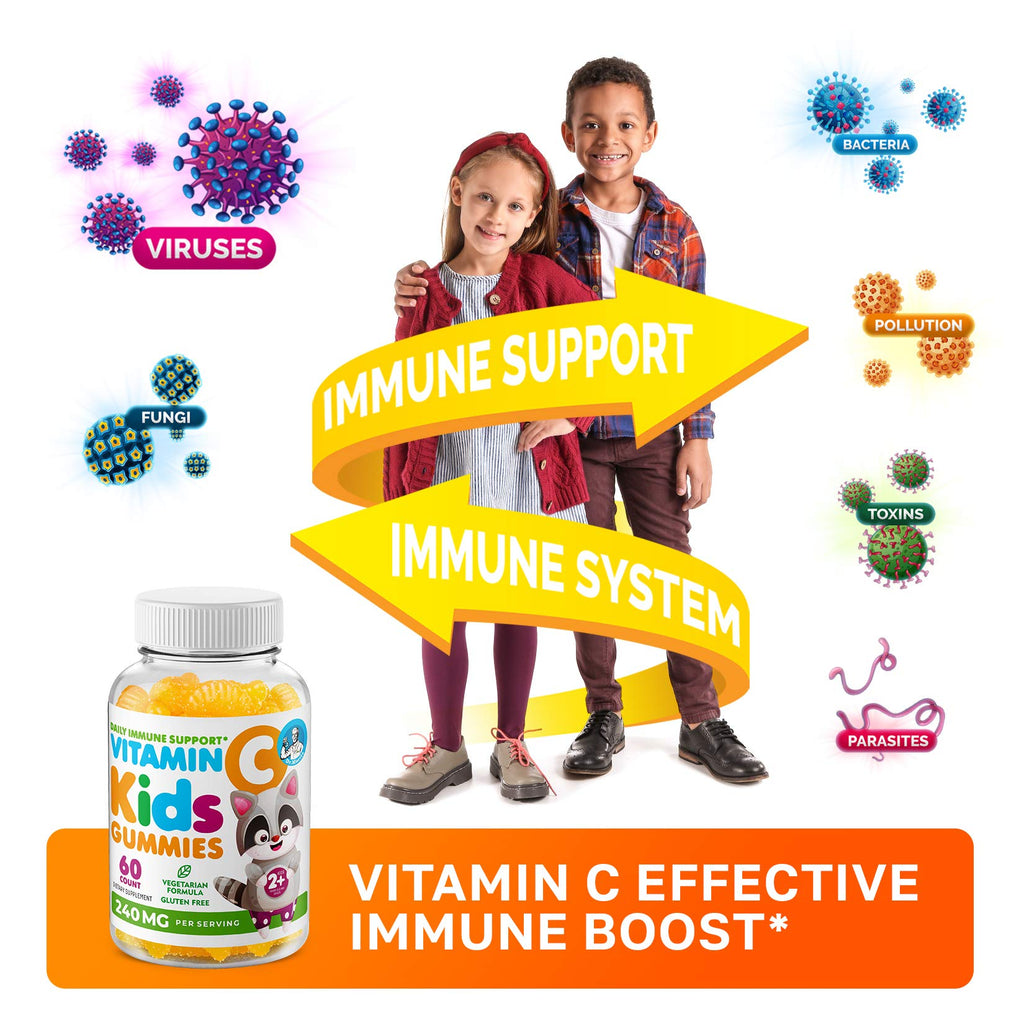 DR. MORITZ Vitamin C Gummies for Kids & Adults 240 mg - Immune Support Low-Sugar Chewable Vitamins for Toddlers - Vegetarian Gelatin-Free Children's Dietary Supplement (Citrus Flavor) (120 Count)