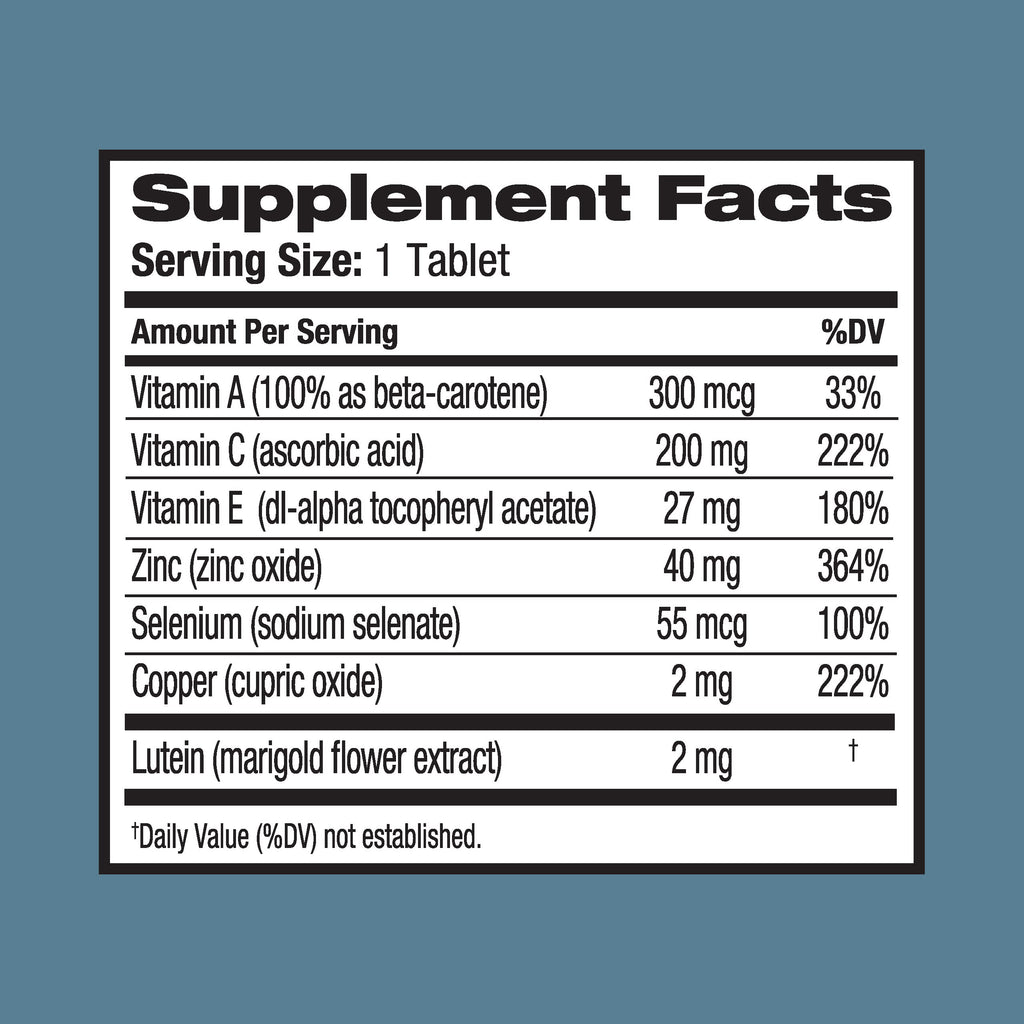 Ocuvite Eye Vitamin & Mineral Supplement, Lutein & Antioxidant Vitamins A, C, E, Zinc for Eye Health, Vitamins for Eyes, 120 Tablets (Pack of 2)