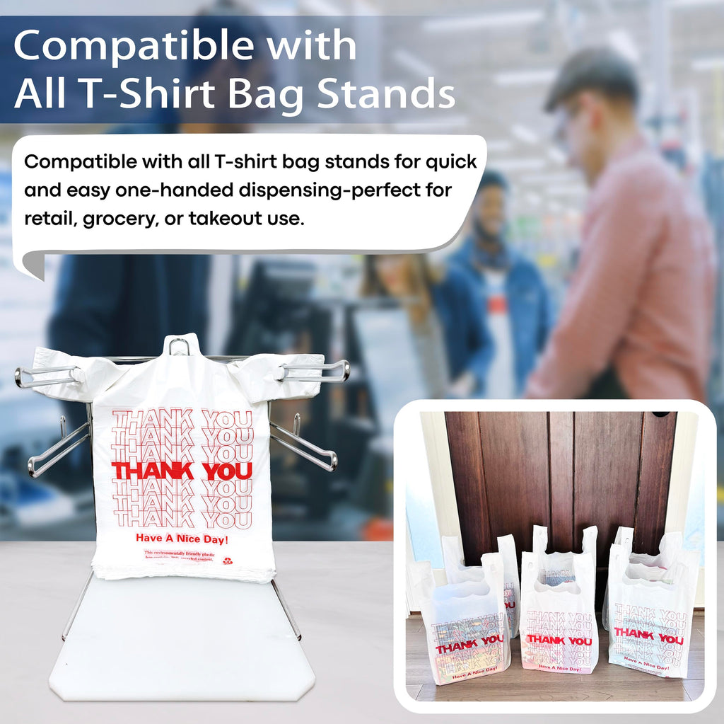 YoYoRain 100 Count White Thank You T-Shirt Bags, 11 x 6 x 21 in