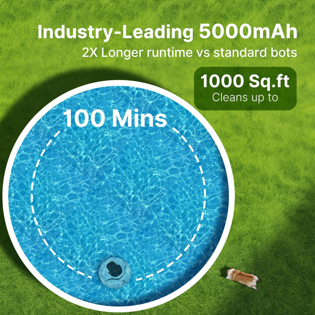PoolPure Aquaguard SE II 2025 Upgrade Cordless Robotic Pool Cleaner with 120-Min 5000mah Big Battery (Blue)