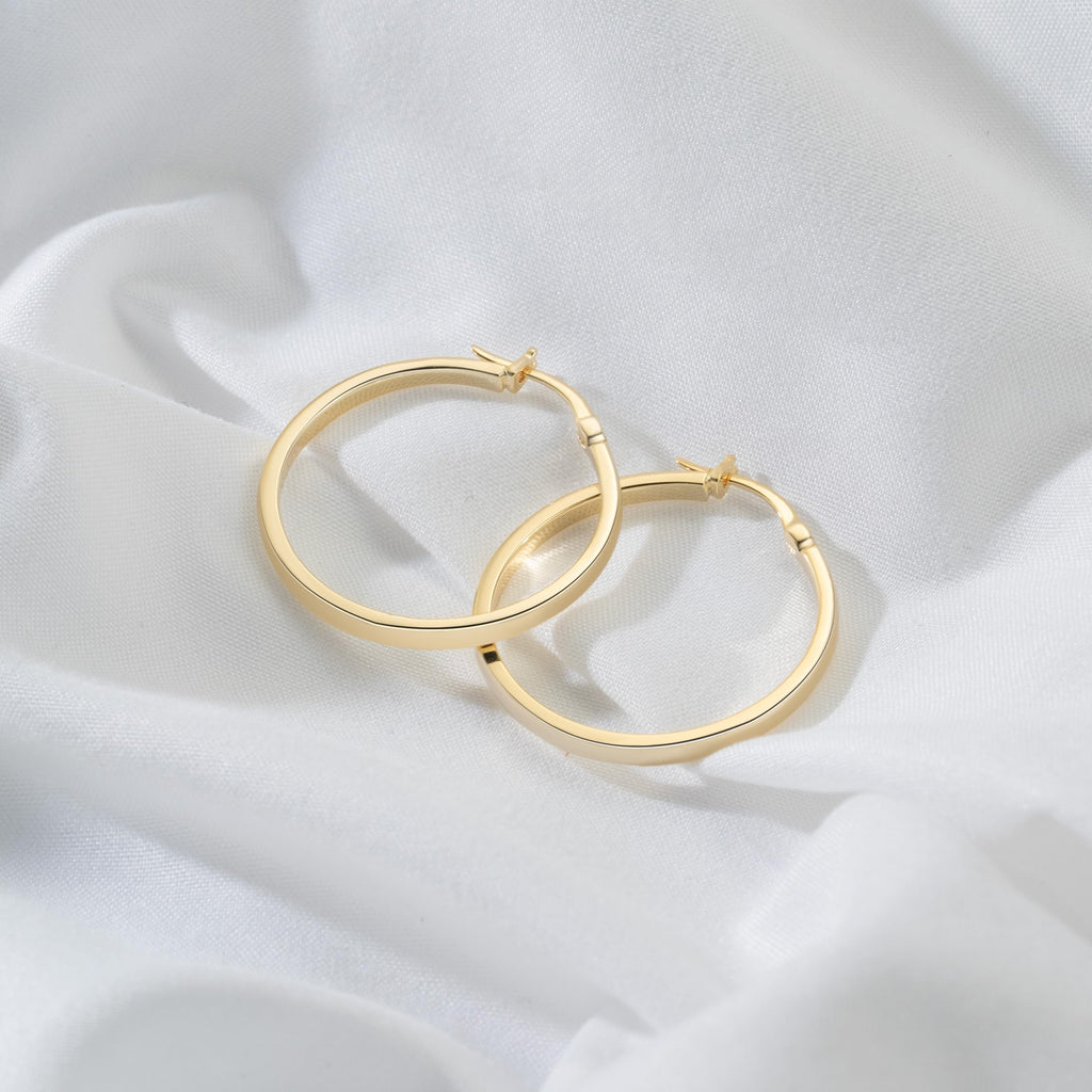 Aidomiya 14K Gold Hoop Earrings for Women 14K Gold Earrings for Women Gold Hoop Earring for Womens Hoops Understated Elegance with Smooth Lines Hoops Earring for Womens 20/25/30/40mm (30mm)