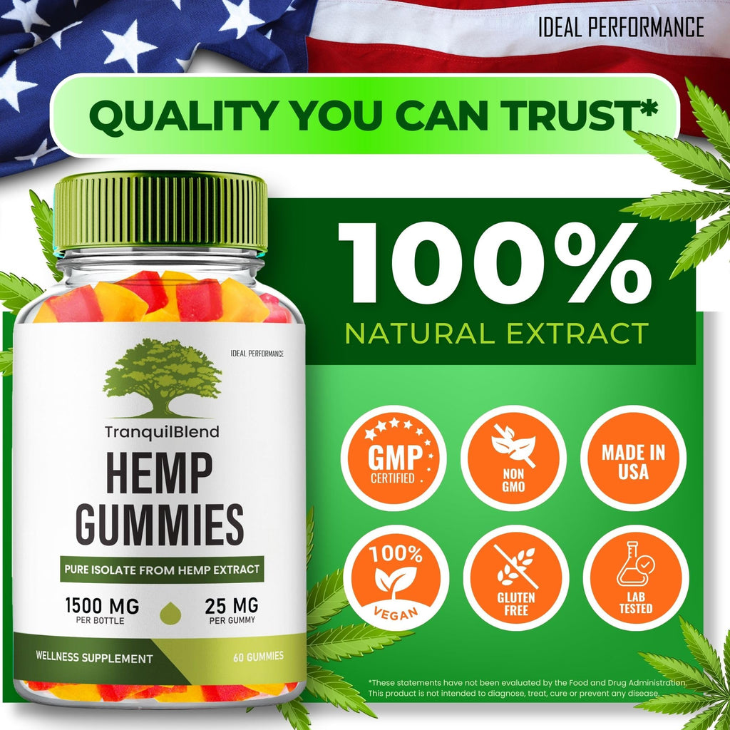 Tranquil Blend Gummies Hemp, Tranquil Blend Hemp Gummies with Hemp Seeds Organic Extract, TranquilBlend Extra Strength Health and Wellness Support, Advanced Formula with Hemp Oil Reviews (2 Pack)