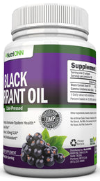 Black Currant Oil - 1000 Mg - 180 Softgels - Cold-Pressed Pure Black Currant Seed Oil - Hexane Free - 140mg GLA Per Serving - Regulates Hormonal Balance - Great For Immune System, Hair and Skin