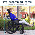 Vive Mobility Reclining Wheelchair with Elevating Leg Rests - Heavy Duty Recliner Wheel Chair for Seniors & Adults -Wide 18" Seat, up to 300lbs -High Back, w/Leg & Head Support -Comfortable Headrest