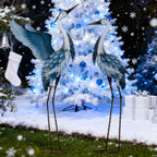 TERESA'S COLLECTIONS Garden Decor Blue Heron Metal Yard Art,38-42" Large Metal Cranes Sculptures & Statues Heron Decoy for Outdoor Indoor Decorations,Outside Patio,Pool, Lawn,Set of 2,Gift for Mom