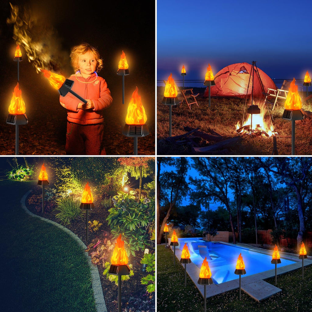 Toodour Solar Halloween Lights Outdoor, 4 Pack Solar Torch Light Waterproof