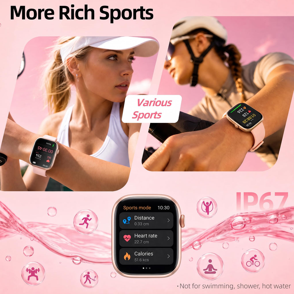 Smart Watch for Women, Bluetooth Answer/Make Calls, 1.83"HD Screen, 2 Bands