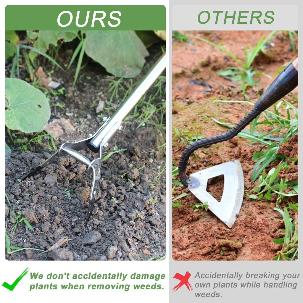 BARAYSTUS Garden Hoe 3-Height Adjustable - 55.9 Inch Long Handle Weeding Tool, Stainless Steel Heavy Duty Scuffle Hoe for Lawn,Yard & Vegetable Garden