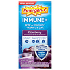 Emergen-C Immune+ Triple Action Immune Support Powder, BetaVia (R), 1000mg Vitamin C, B Vitamins, Vitamin D and Antioxidants, Elderberry – 18 Count