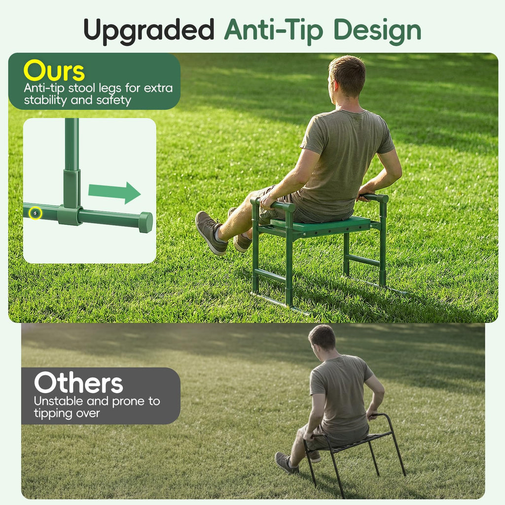 Housolution Garden Kneeler and Seat with Anti-Tipping Extendable Legs