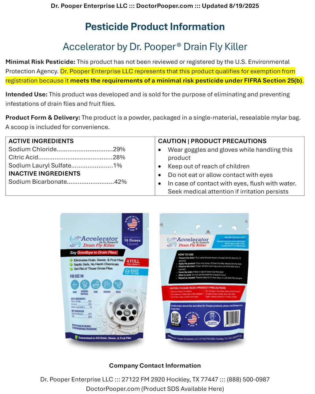 Drain Fly Killer Powder – Eliminates Drain Flies & Sewer Flies in Drains, Sinks, Showers – Fast-Acting Treatment - Septic Safe & Made in USA