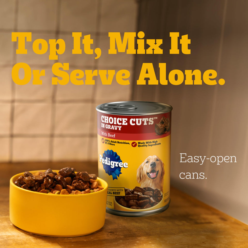 Pedigree Choice Cuts In Gravy Adult Canned Soft Wet Dog Food With Beef, 22 oz. Cans (12 Count, Pack of 1)