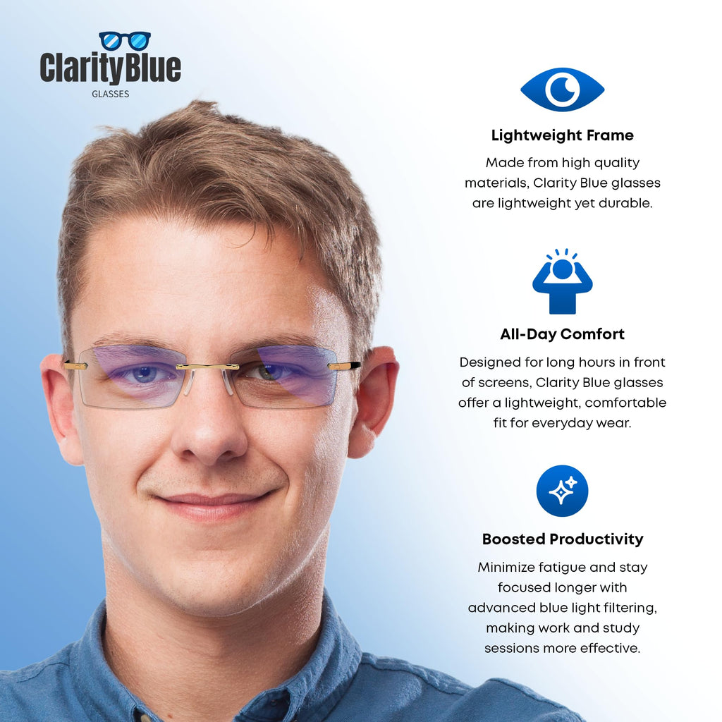 FREEZE2TRIM Clarity Blue Glasses for Women and Men Clarity Blue Light Glasses For Reading Eye Strain from Screen Computer Gaming Eye Glasses with Clear Frame & Travel Case