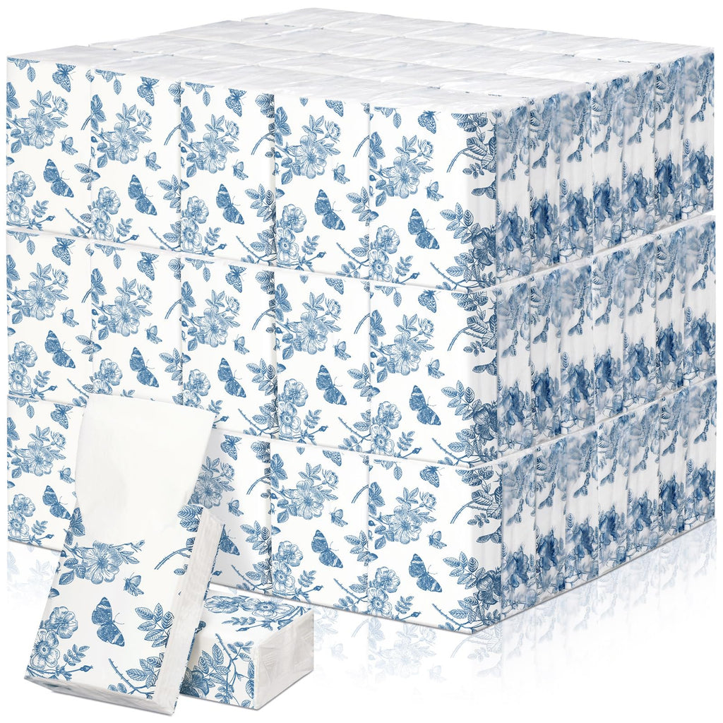 Therwen 100 Pack Pocket Tissues Travel Packs Bulk 1000 Sheet Mini Tissues Bulk 3 Ply Small Travel Size Paper Individual Pocket Size (Butterfly)