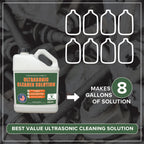 Tillbrook Ultrasonic Cleaner Solution - Makes 8 Gallons Concentrated Ultrasonic Carburetor Cleaner - 128 oz Cleaning Solution for Automotive Parts - Safe for All Metals - Removes Grease & Dirt