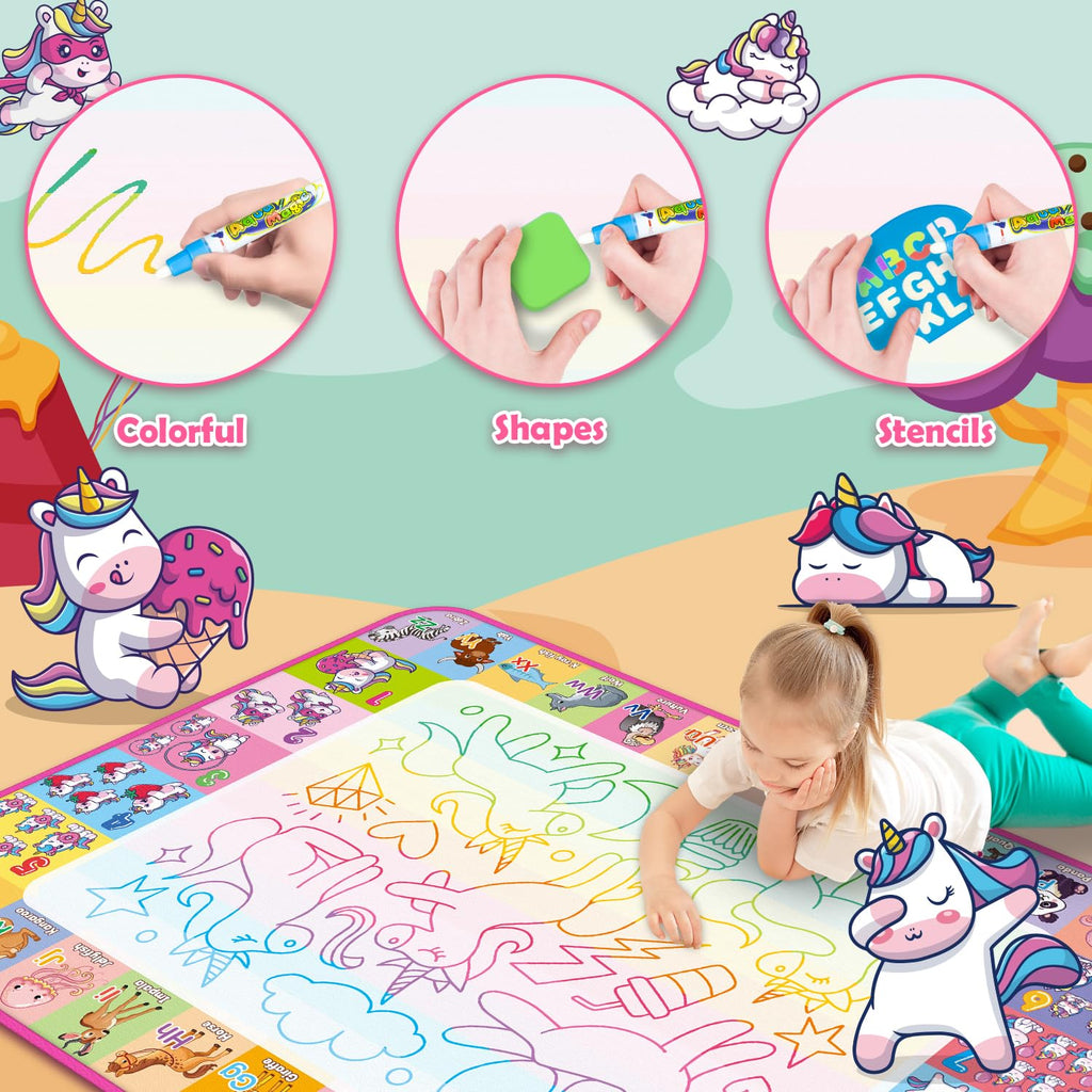 Water Doodle Mat, Kids Drawing Toys for 3 4 5 Year Old Boys Girls Gifts