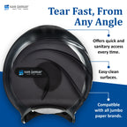 San Jamar Oceans Plastic Single Jumbo Bath Tissue Dispenser, 3.25" Core, Black Pearl