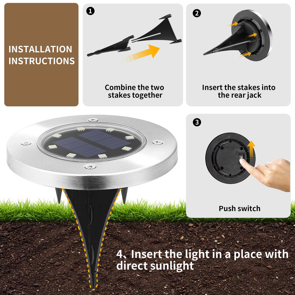 SOLPEX Solar Lights Outdoor Waterproof, 12 Pack Solar Ground Lights, Solar Garden Lights Landscape Lighting for Pathway Driveway Patio Backyard Walkway (Warm White)
