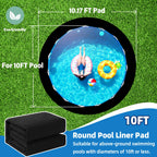 Upgrade Thicken 10ft Round Pool Liner Pad for Above Ground Pool, 300g/㎡ Seamless Swimming Pool Mat, Under Pool Padding, Puncture Protection, Extend Liner Life, Durable Geotextile Material Eco-Friendly