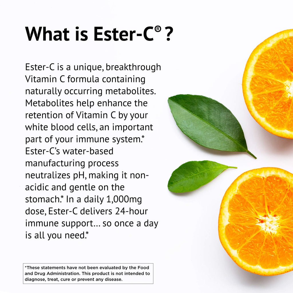 American Health Ester-C 1000 mg with Bioflavonoids Capsules 24Hour Immune Support Gentle on Stomach NonAcidic Vitamin C NonGMO Gluten-Free Servings, Citrus, 105 Count