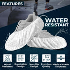 Premium Boot & Shoe Covers Disposable Booties - 100 Pack - Durable, Non-Slip, Non-Toxic, Water Resistant, Recyclable Protectors for Indoor & Outdoor - Large Size Fits Most Shoes