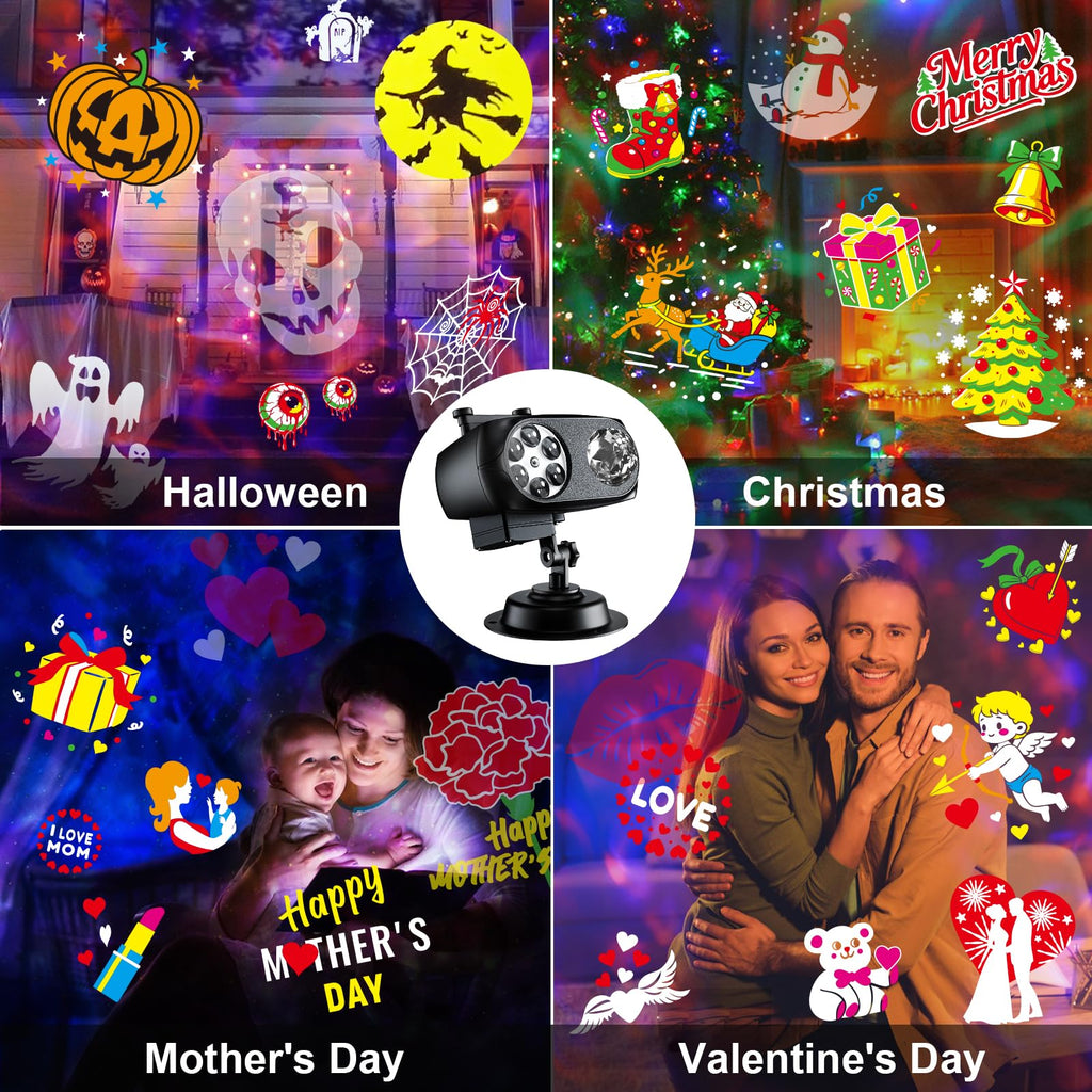 2026 Upgraded Halloween Projector, 8 Patterns (Ocean Wave & Patterns),8 Theme Waterproof Holiday Projector with Remote for Halloween,Christmas,Happy New Year