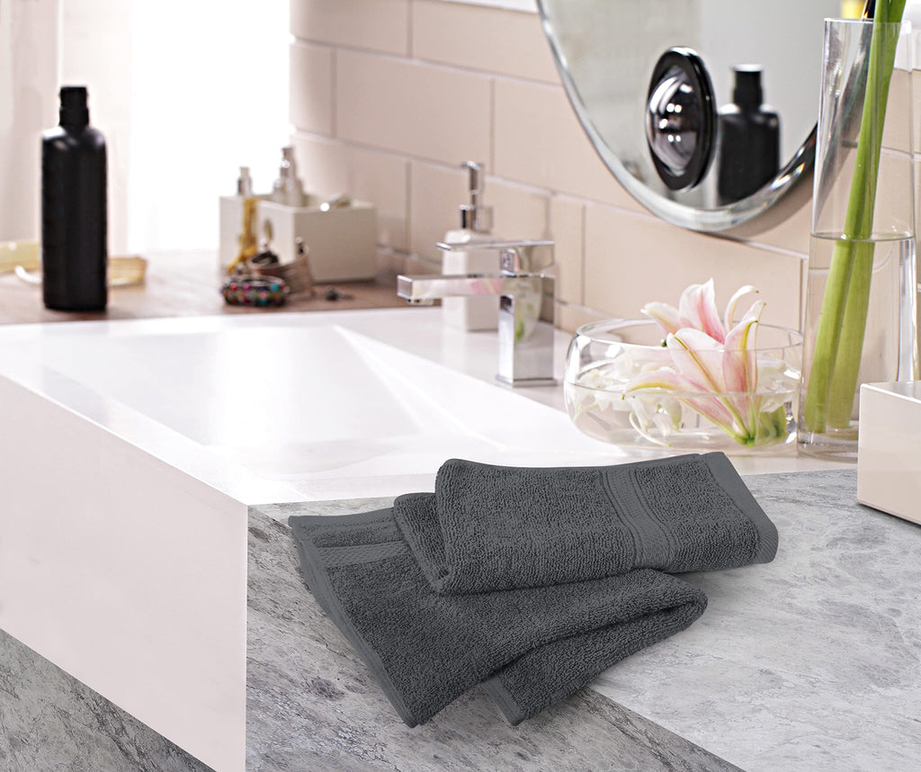 Utopia Towels 6 Pack Premium Hand Towels, 16x28 In, 600 GSM Cotton, Grey