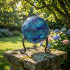 iLTreFlo 2 Pack Metal Gazing Ball Stand for 10 or 12 Inch Outdoor Garden Gazing Globes,Metal Display Stand for Plant or Flowerpot Holder,Birdbath Bowl Stand 6 Inch Tall,Black