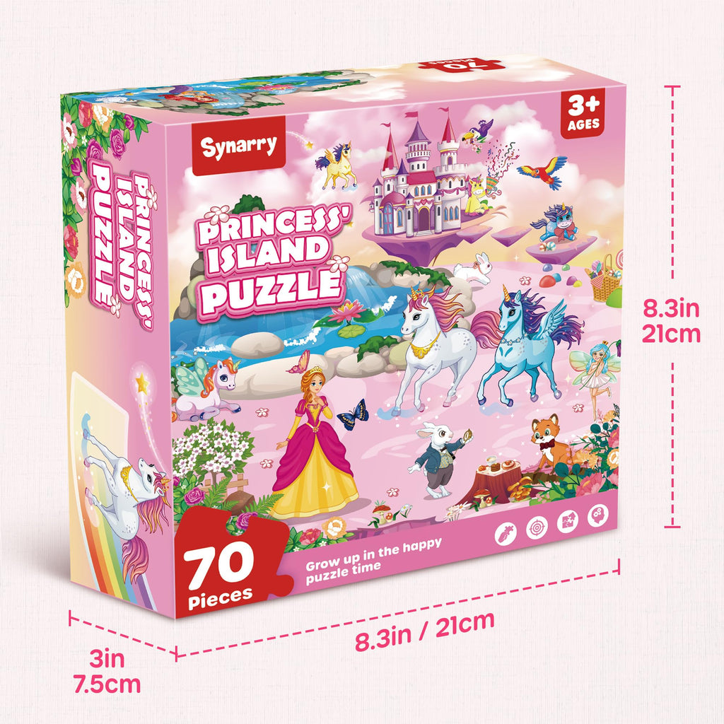SYNARRY Unicorn Princess Mermaid Fairy Floor Puzzles for Kids Ages 3-5