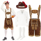 Spooktacular Creations Halloween Men Oktoberfest Costume Set, Lederhosen Men with German Bavarian Hat, Beer Costume, Adults Halloween Brown Outfit for Beer Festival Party (X-Large)