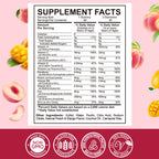 Iron Supplement Gummies for Kids - with Calcium, Zinc, Kids Multivitamin with Iron Gummies - Immune Support, Blood Builder & Energy Support for Iron Deficiency, Anemia, Peach & Mango Flavor, 60 Count