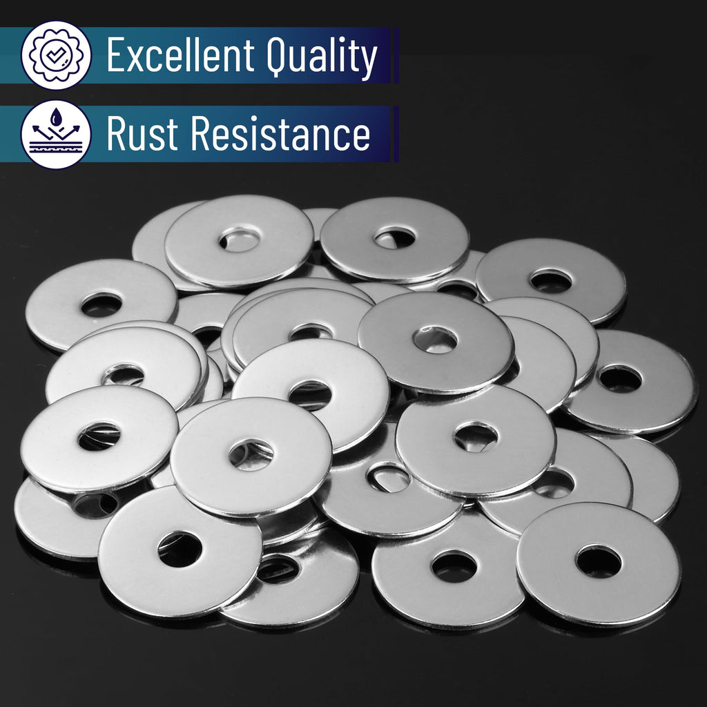 Bates- Stainless Steel Fender Washers, 1/4" x 1", 100 pcs