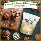 Durelife Organic 100% Pure Monk Fruit sweetener, No Erythritol, Monkfruit Extract Powder, USDA organic NON-GMO Project Verified, Keto Certified OU kosher No Fillers Zero Calorie Sugar Substitute 10 OZ
