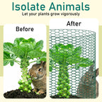 EcoBrisa 13.8x118" Plant Protectors from Animals, 2Roll Metal Mesh Plant Cages for Outdoor Plants Chicken Wire Cloche Wire Mesh for Garden Fence Kit with Ground Stakes & Nylon Tie,Gloves,Plier (Green)